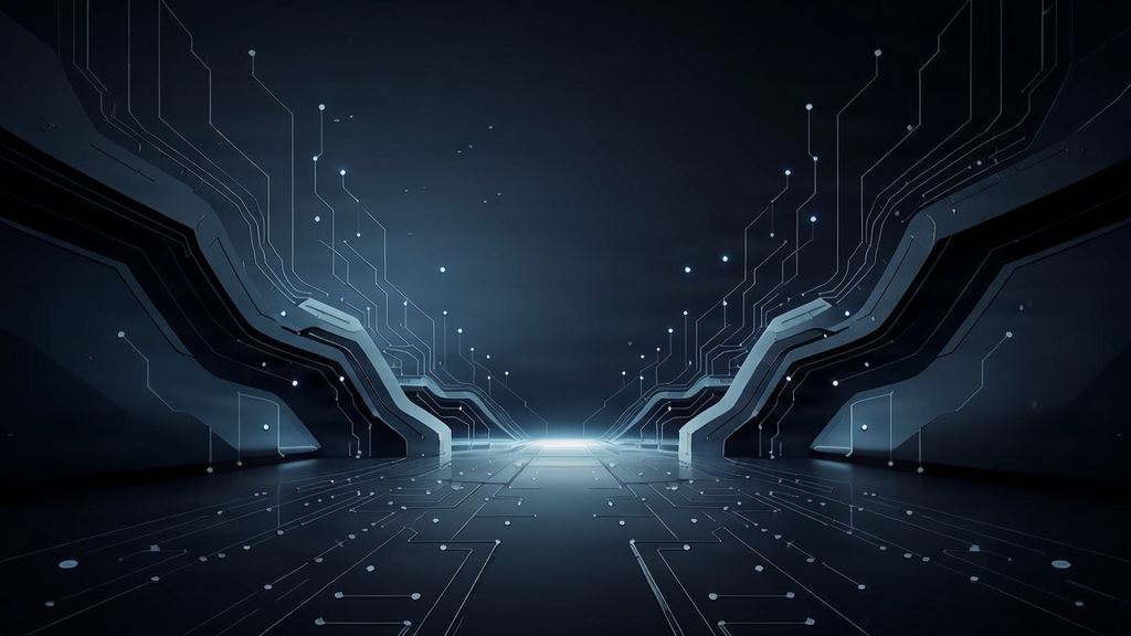 Abstract futuristic technology background with subtle gradients and neural patterns.